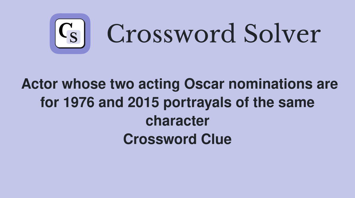 Actor whose two acting Oscar nominations are for 1976 and 2015
